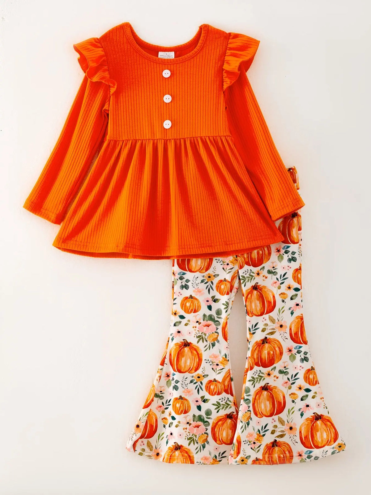 Girls Halloween Pumpkin Print Set Rylee Faith Designs