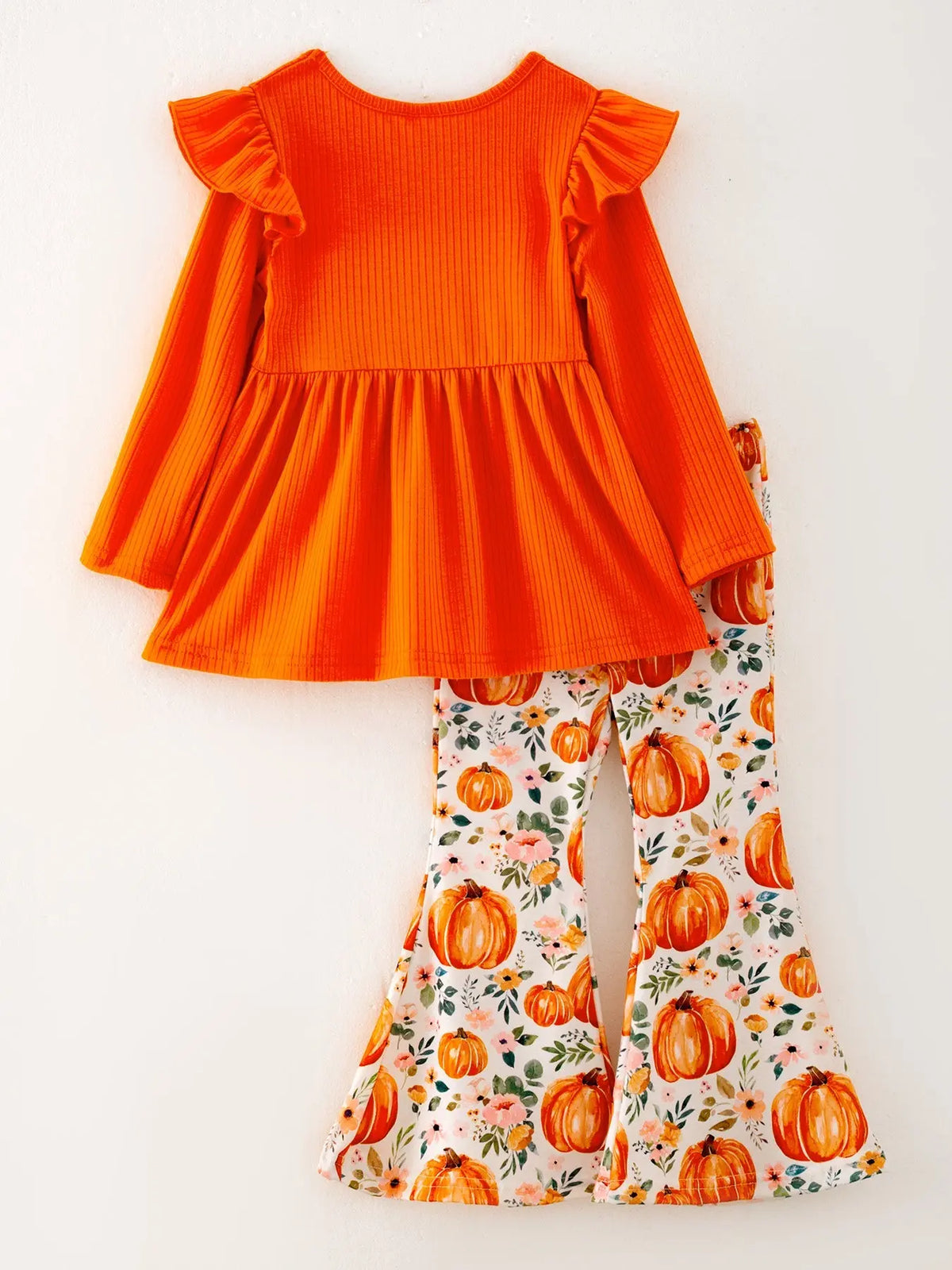 Girls Halloween Pumpkin Print Set Rylee Faith Designs