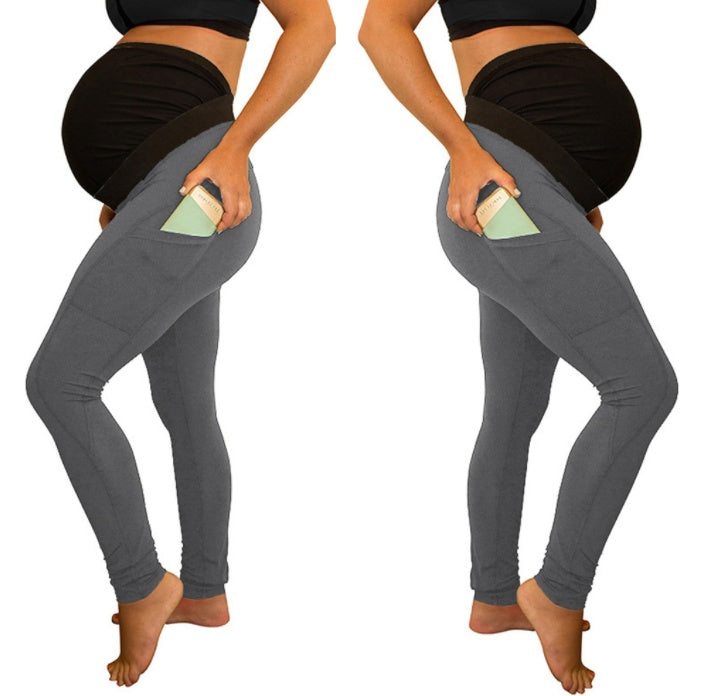 long and high waist side pocket Maternity Pants