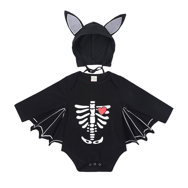 Baby Halloween Long-sleeved Jumpsuit Pumpkin Letter Halloween Baby Jumpsuits Triangle Rompers