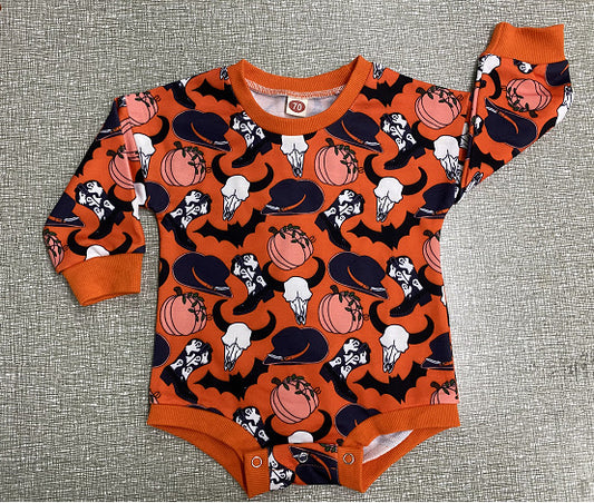 Baby Halloween Pumpkin Print Romper