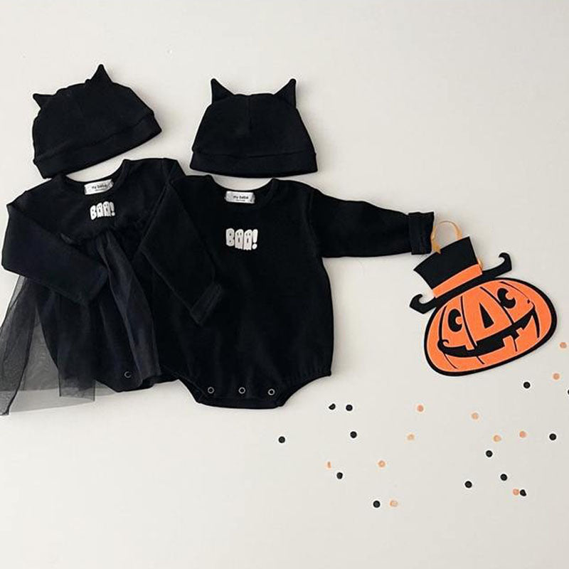 Long Sleeve Baby Crawling Suit Jumpsuit Halloween Little Ghost Print Crawling Suit Butt Wrap Clothes