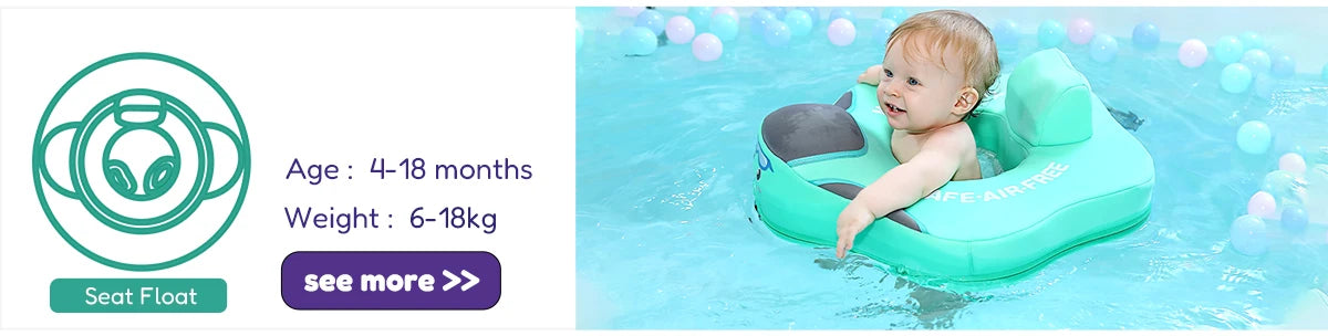 Foldable baby swim float with sun canopy and crotch strap – safe inflatable ring for infants and toddlers