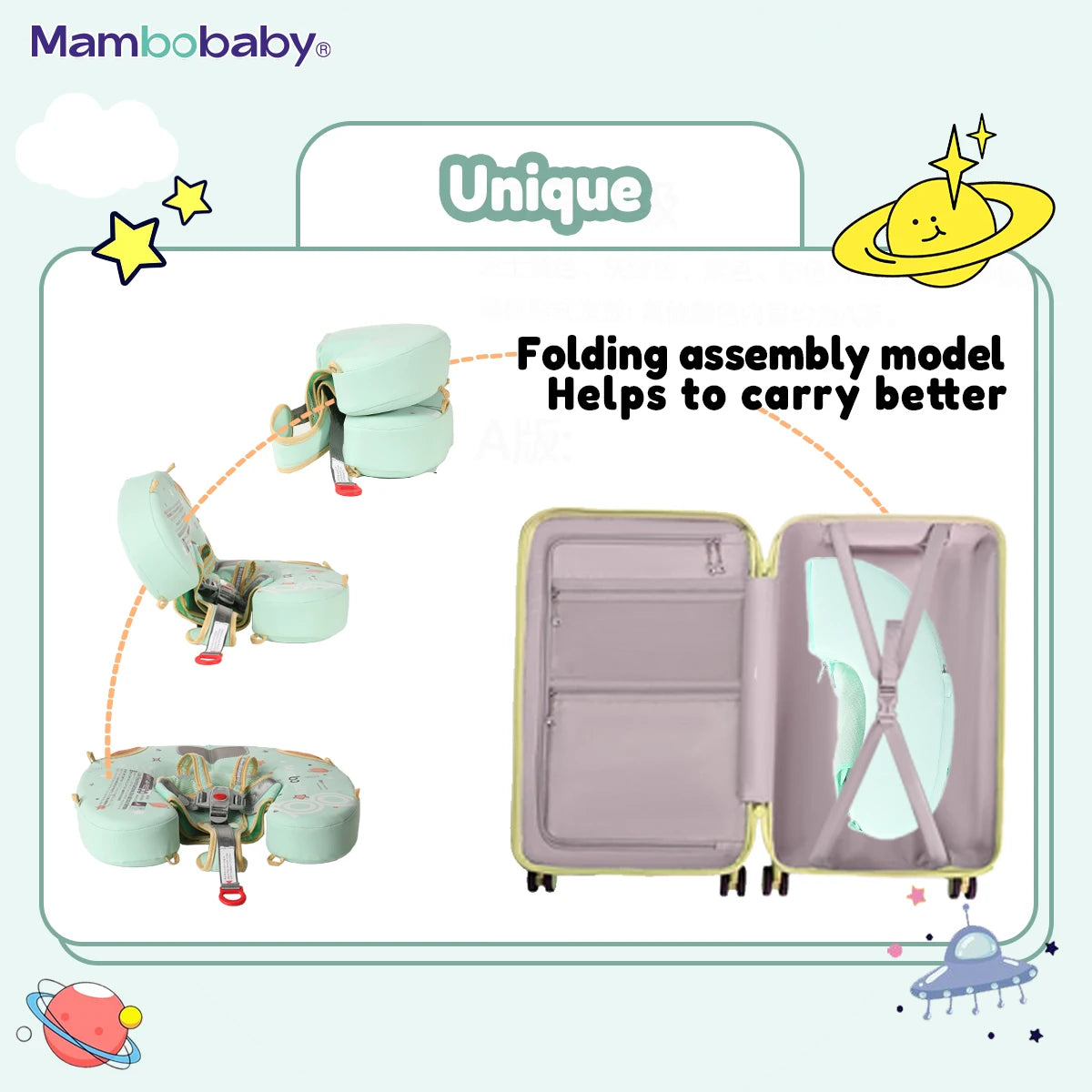Foldable baby swim float with sun canopy and crotch strap – safe inflatable ring for infants and toddlers