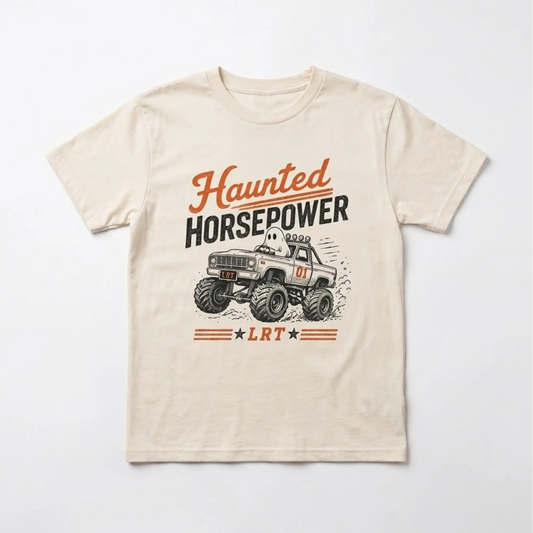 HAUNTED HORSEPOWER HALLOWEEN TEE - VINTAGE CREAM