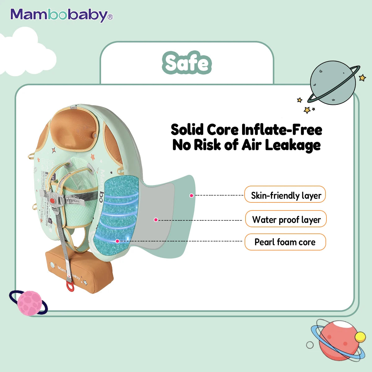 Foldable baby swim float with sun canopy and crotch strap – safe inflatable ring for infants and toddlers