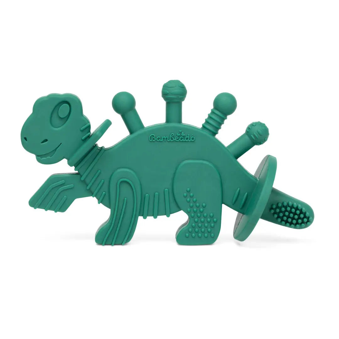 Dibly Baltic Amber & Natural Rubber Dinosaur Teether with Toothbrush Tail