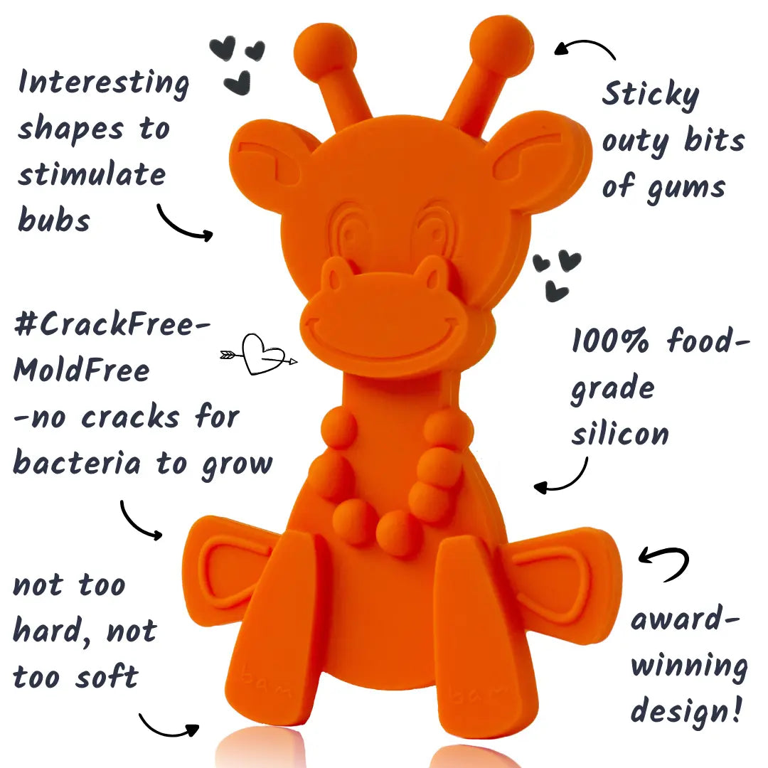Little bamBAM Baby Teething Toy – Natural Rubber & Baltic Amber