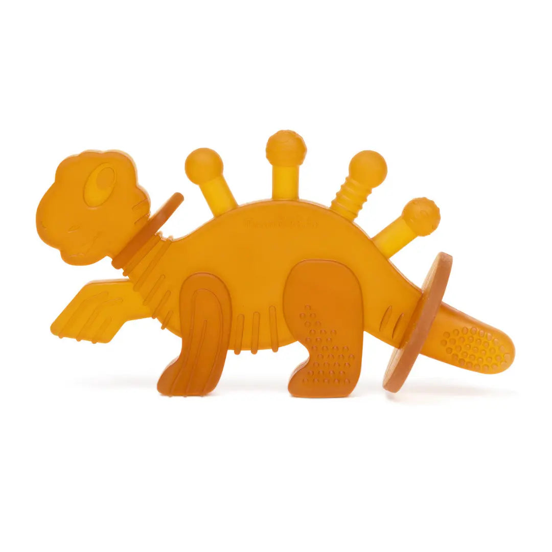 Dibly Baltic Amber & Natural Rubber Dinosaur Teether with Toothbrush Tail
