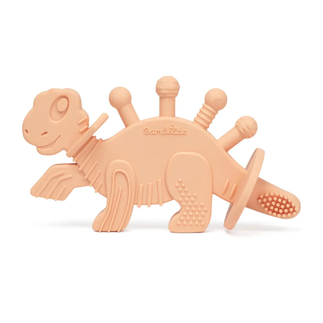 Dibly Baltic Amber & Natural Rubber Dinosaur Teether with Toothbrush Tail