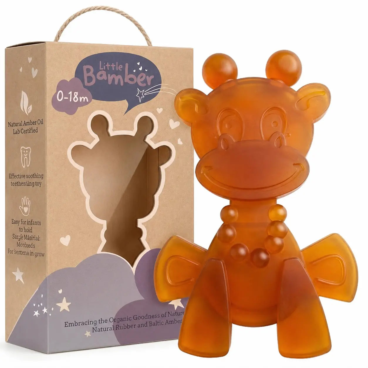 Little bamBAM Baby Teething Toy – Natural Rubber & Baltic Amber