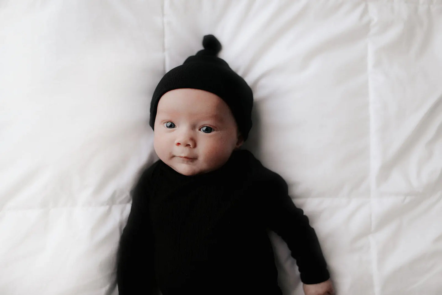Black Ribbed Knotted Baby Gown Three Little Tots