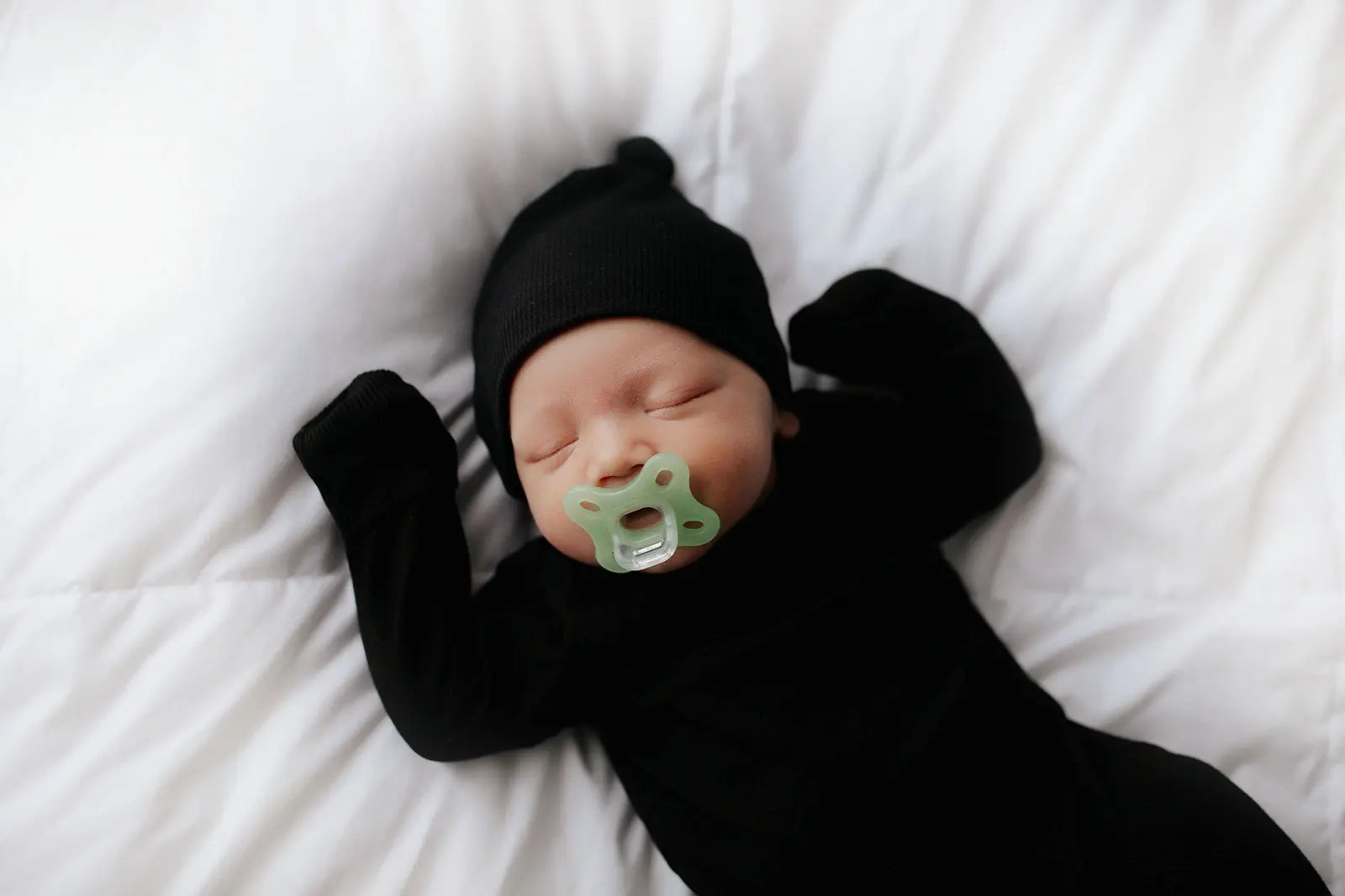 Black Ribbed Knotted Baby Gown Three Little Tots