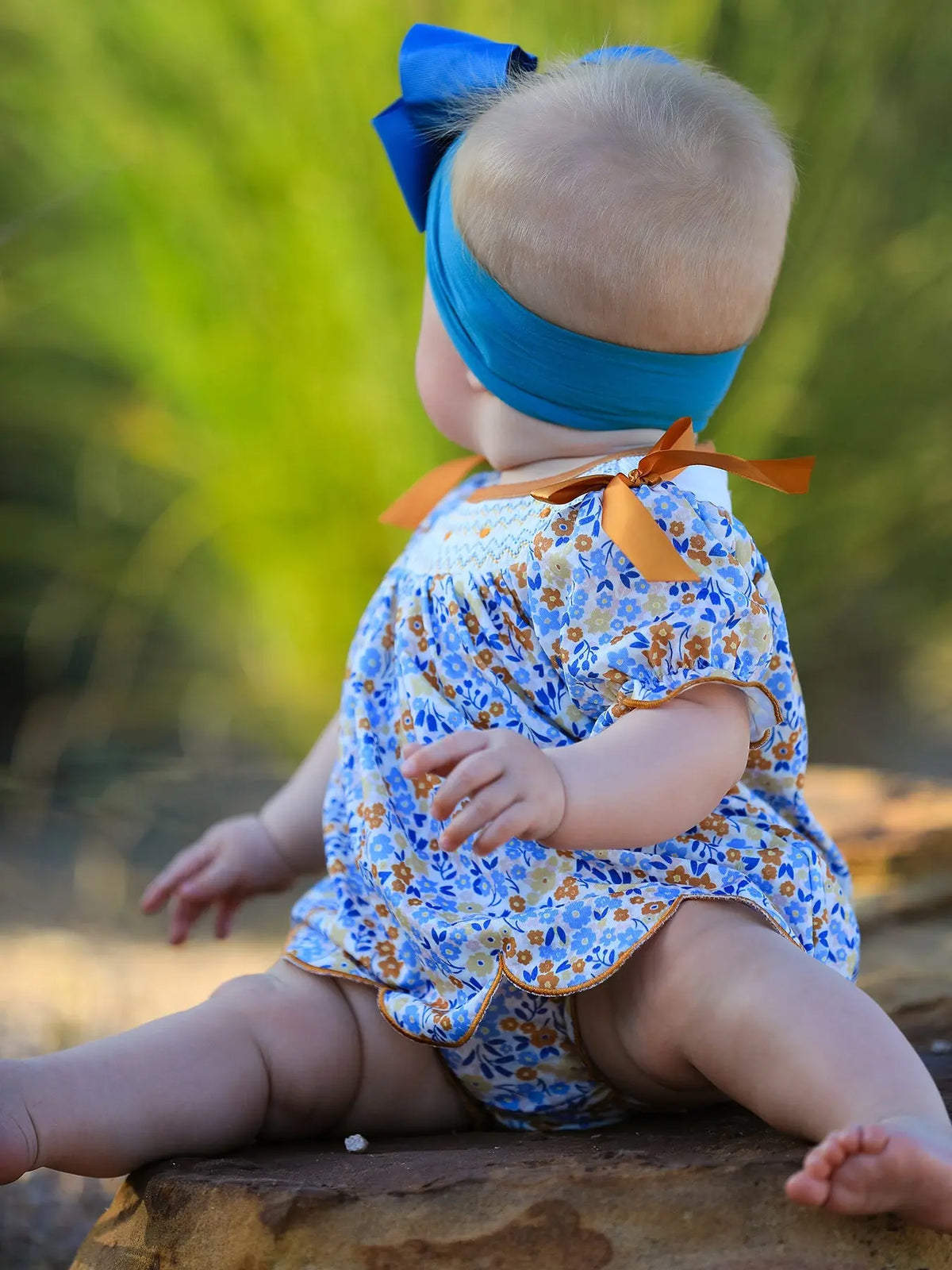 Fall Floral Smocked Girls Bloomer Set Rylee Faith Designs