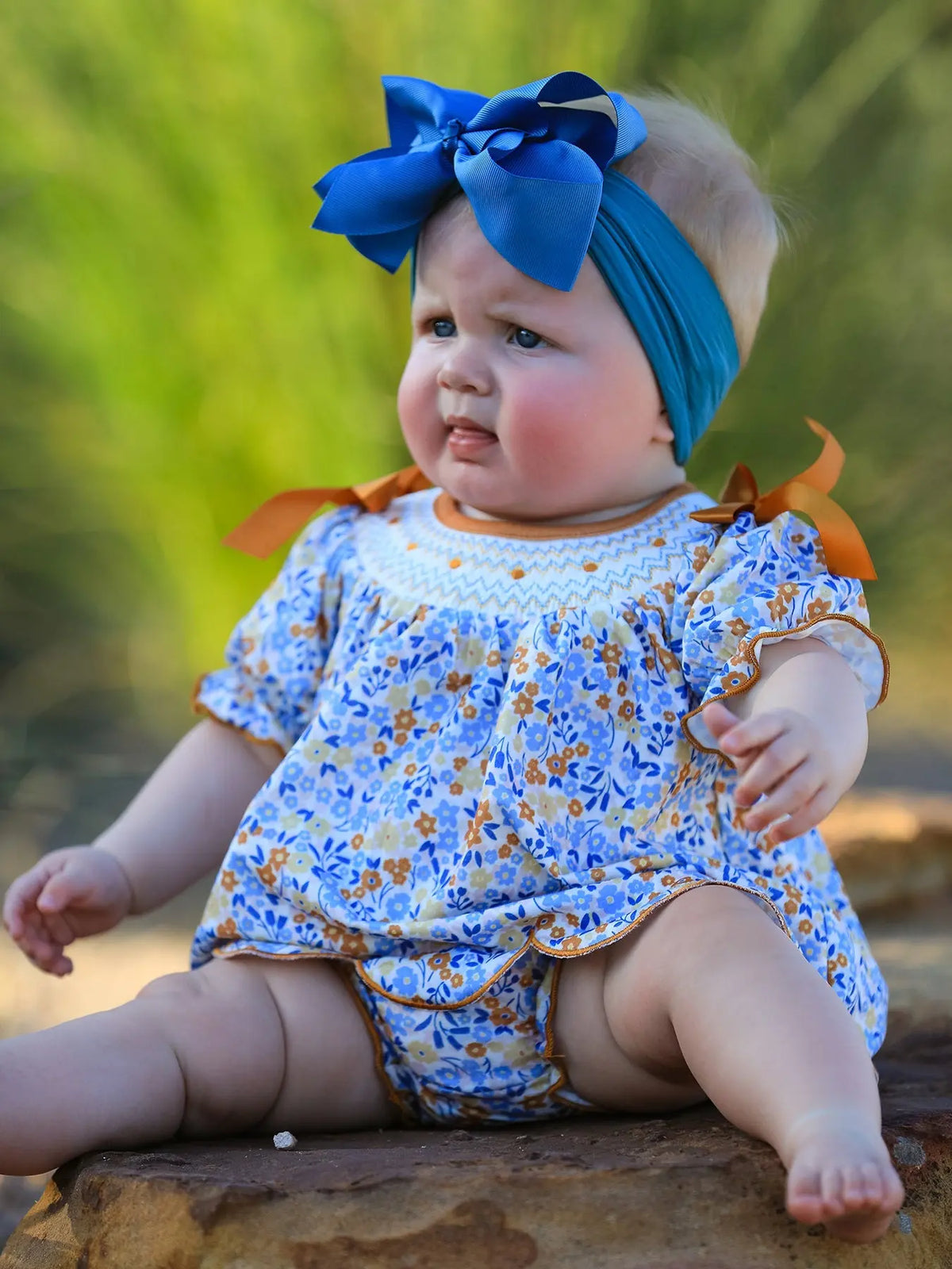 Fall Floral Smocked Girls Bloomer Set Rylee Faith Designs