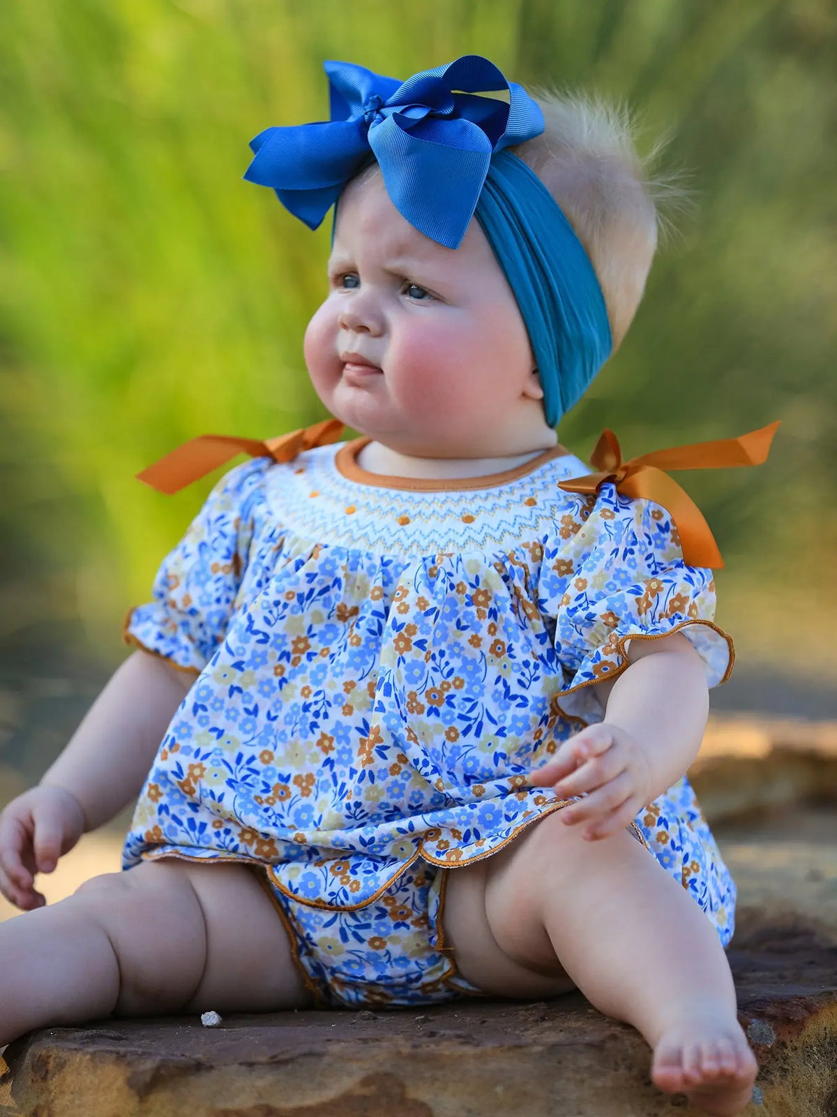 Fall Floral Smocked Girls Bloomer Set Rylee Faith Designs