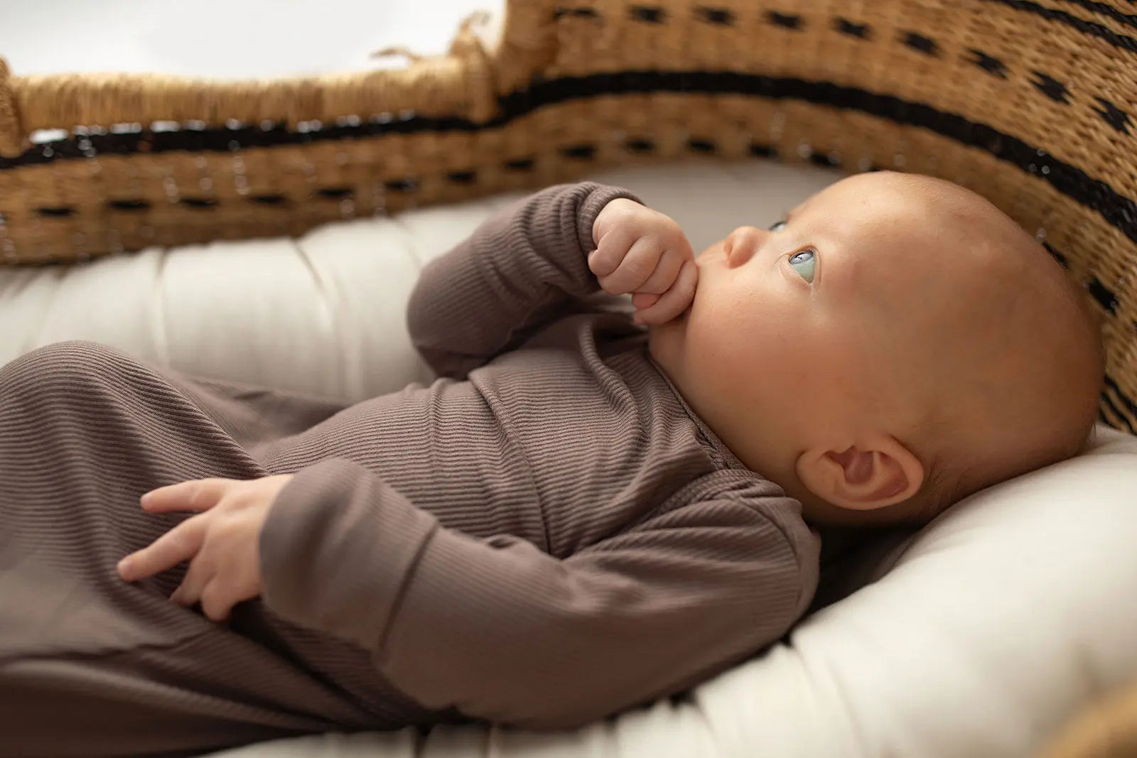 Cocoa Brown Ribbed Knotted Newborn Baby Gown Three Little Tots
