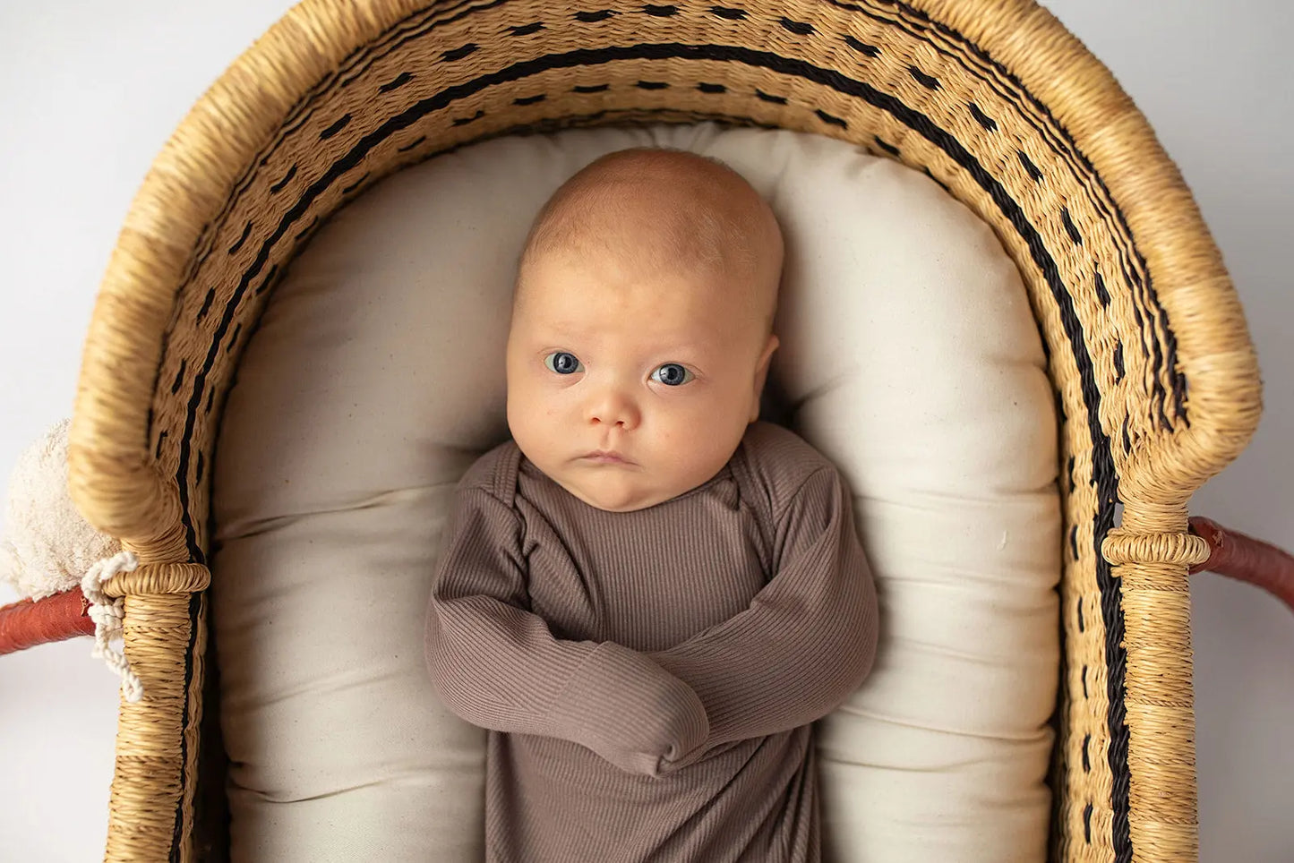 Cocoa Brown Ribbed Knotted Newborn Baby Gown Three Little Tots