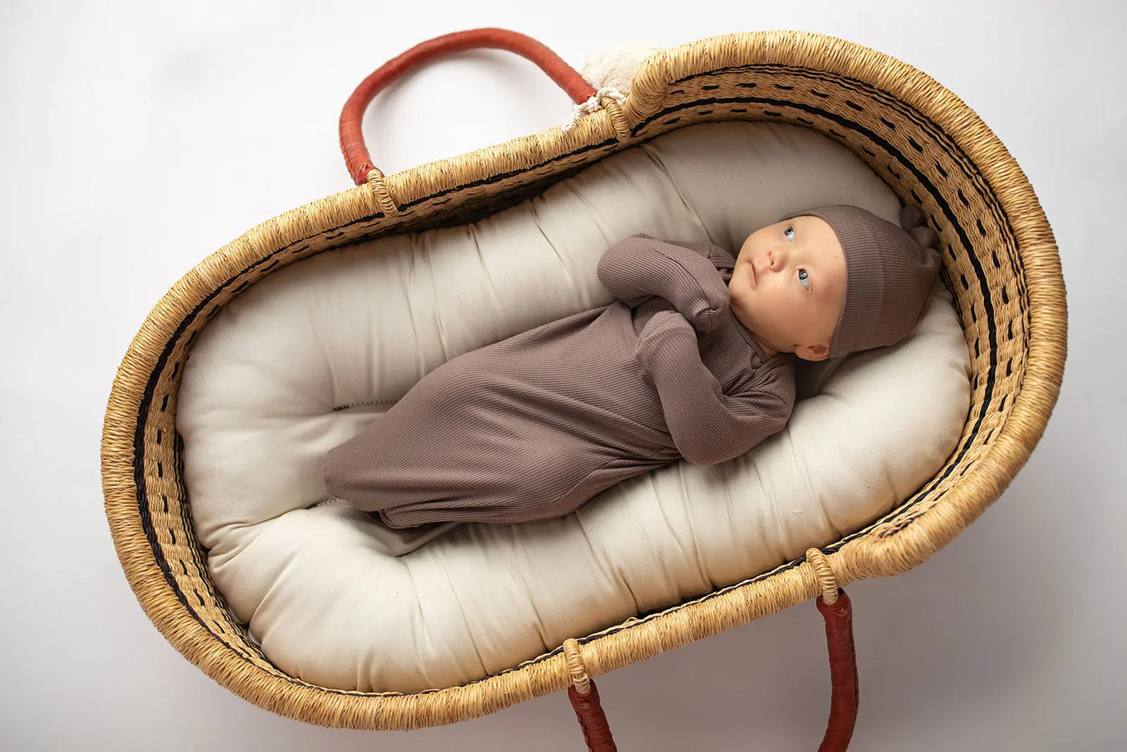 Cocoa Brown Ribbed Knotted Newborn Baby Gown Three Little Tots