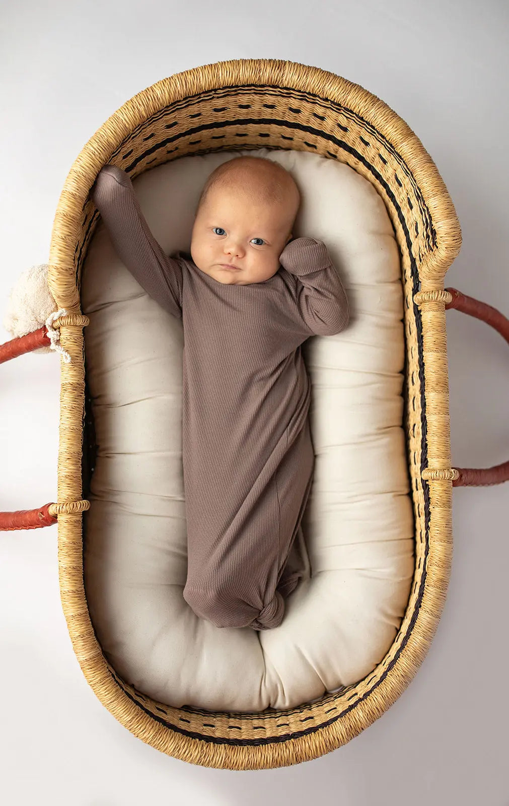 Cocoa Brown Ribbed Knotted Newborn Baby Gown Three Little Tots