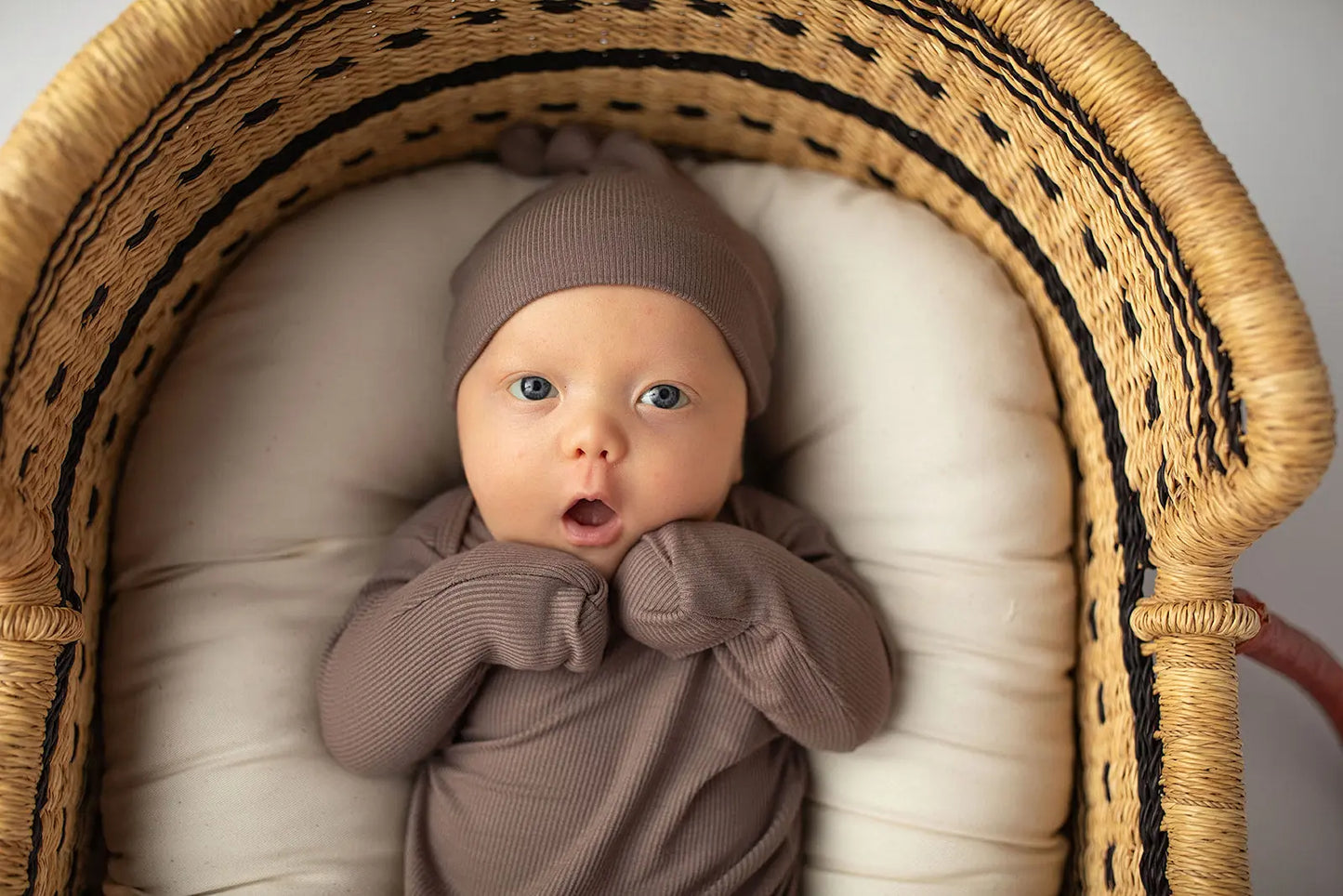 Cocoa Brown Ribbed Knotted Newborn Baby Gown Three Little Tots