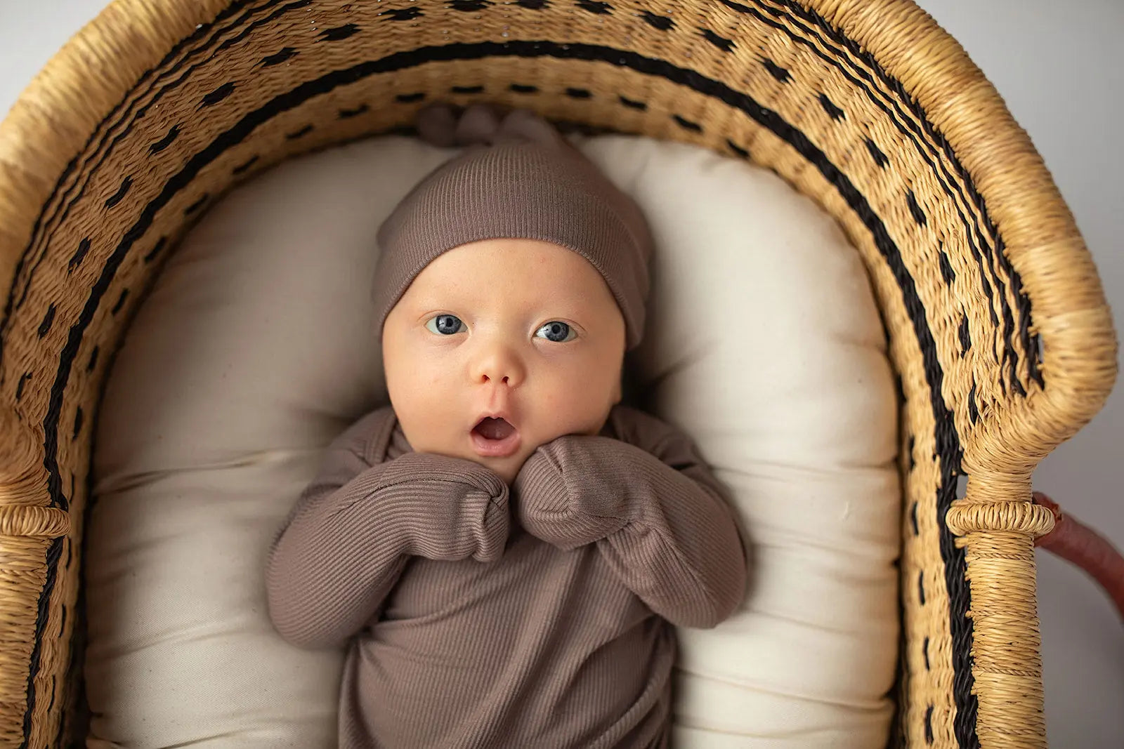 Cocoa Brown Ribbed Knotted Newborn Baby Gown Three Little Tots
