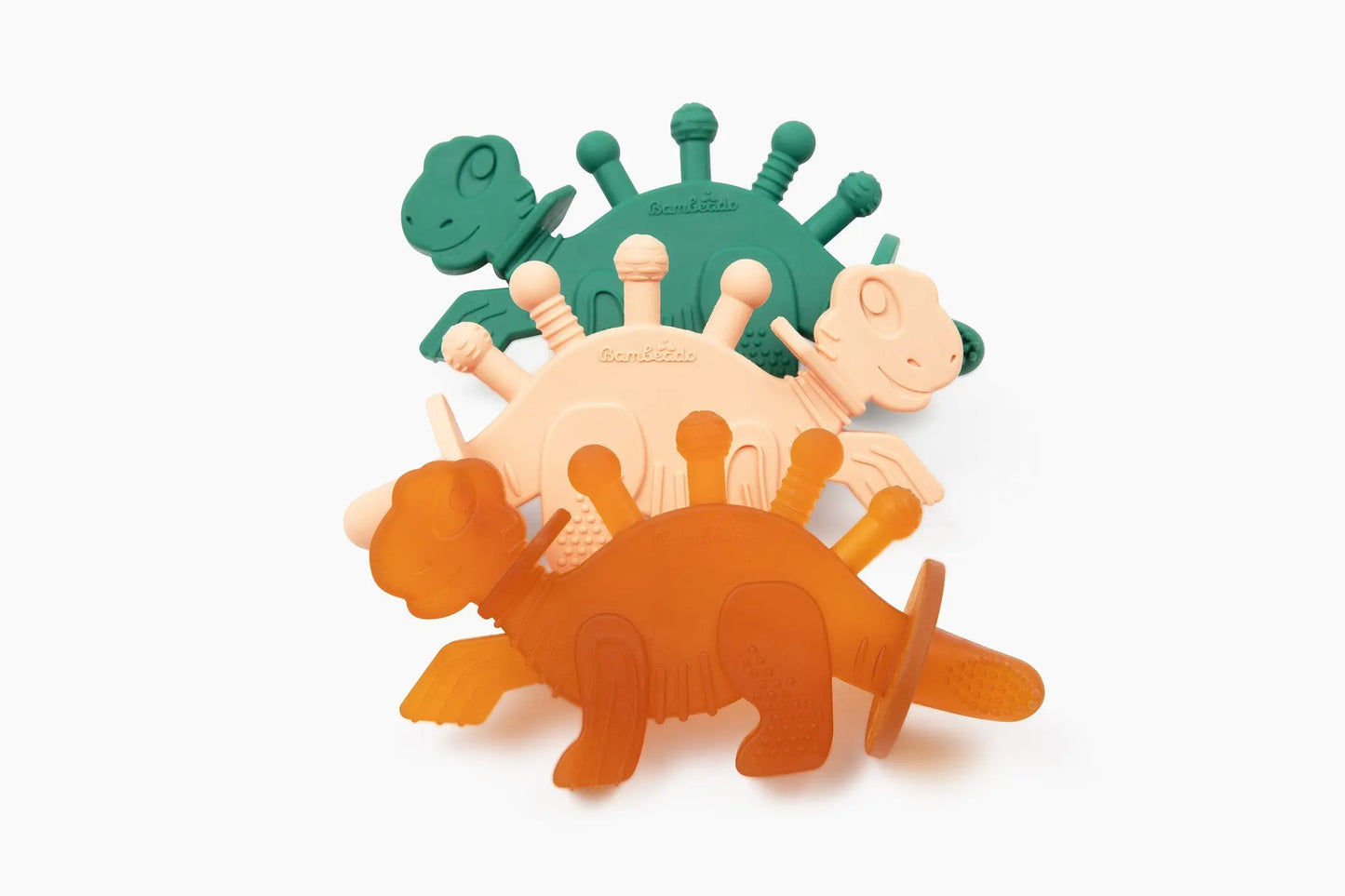 Dibly Baltic Amber & Natural Rubber Dinosaur Teether with Toothbrush Tail