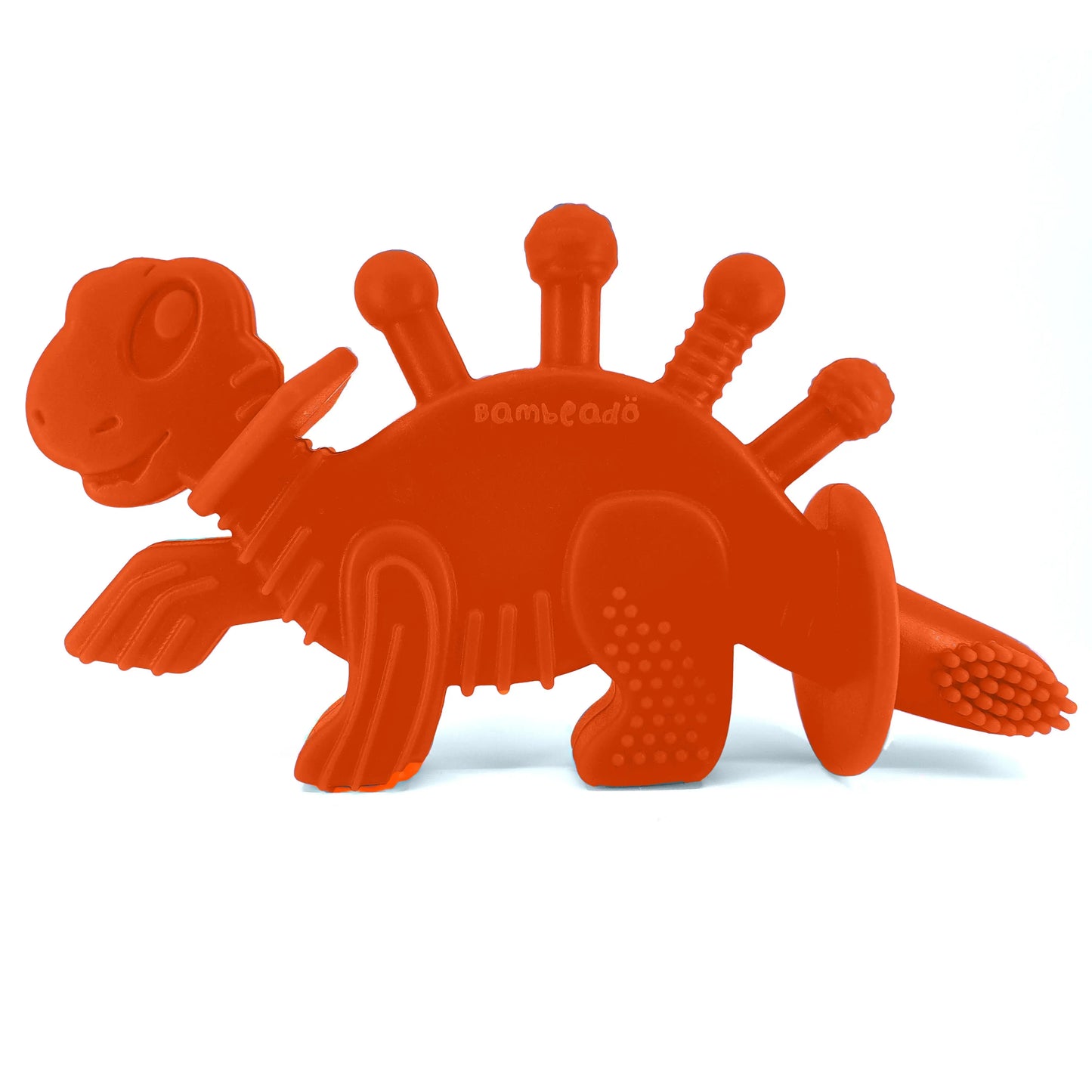 Dibly Baltic Amber & Natural Rubber Dinosaur Teether with Toothbrush Tail