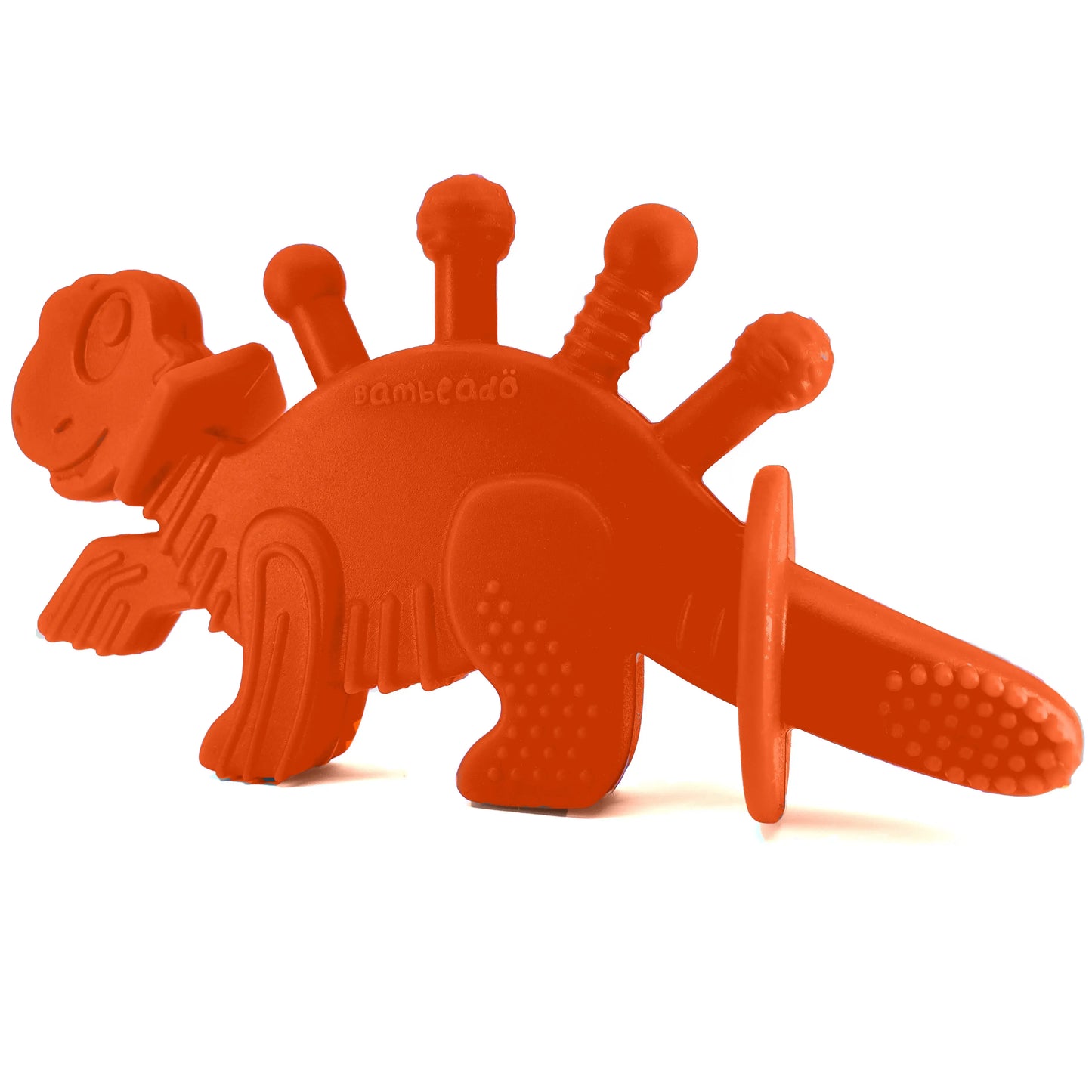 Dibly Baltic Amber & Natural Rubber Dinosaur Teether with Toothbrush Tail