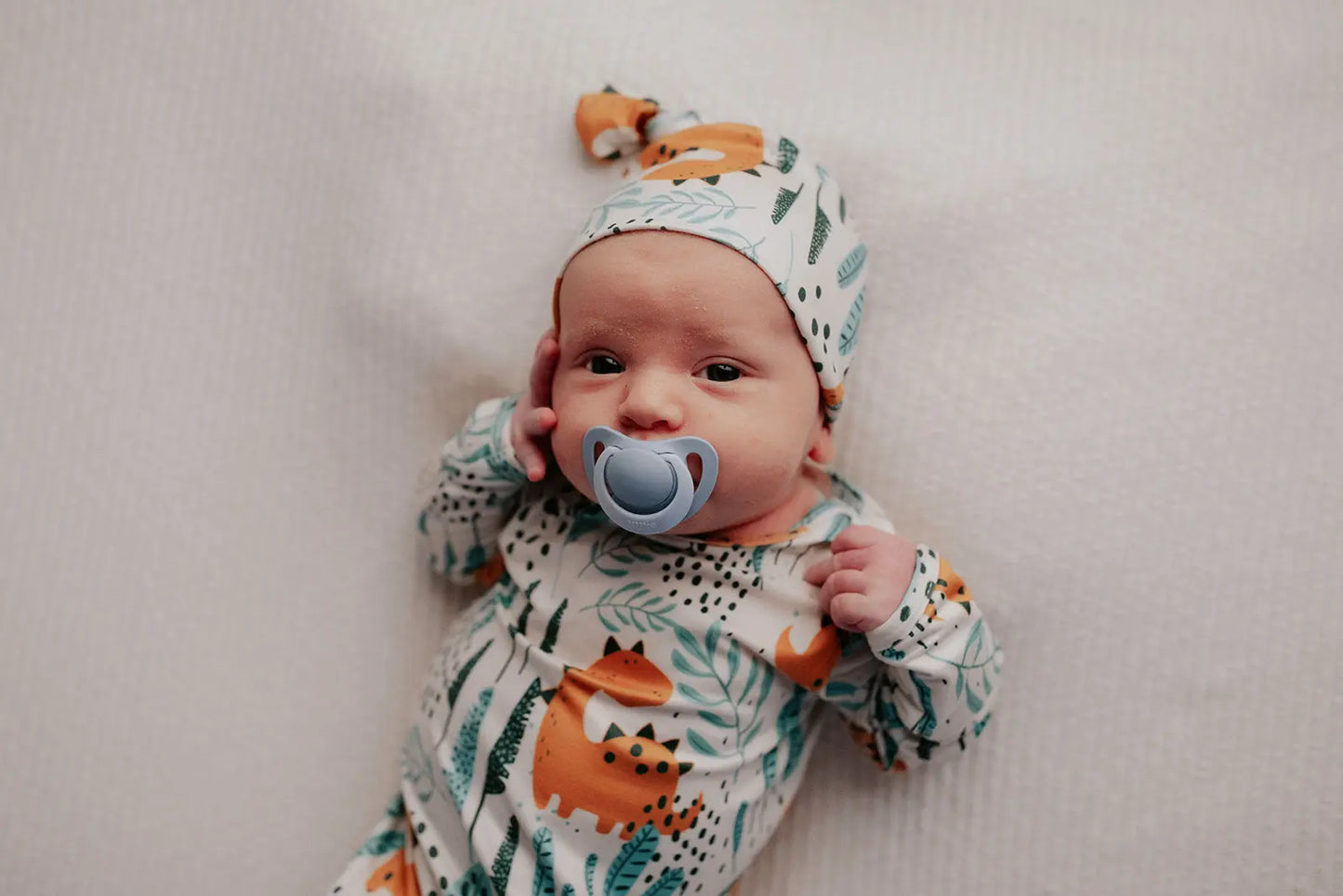 Dinosaur Themed Newborn Knotted Gown Three Little Tots