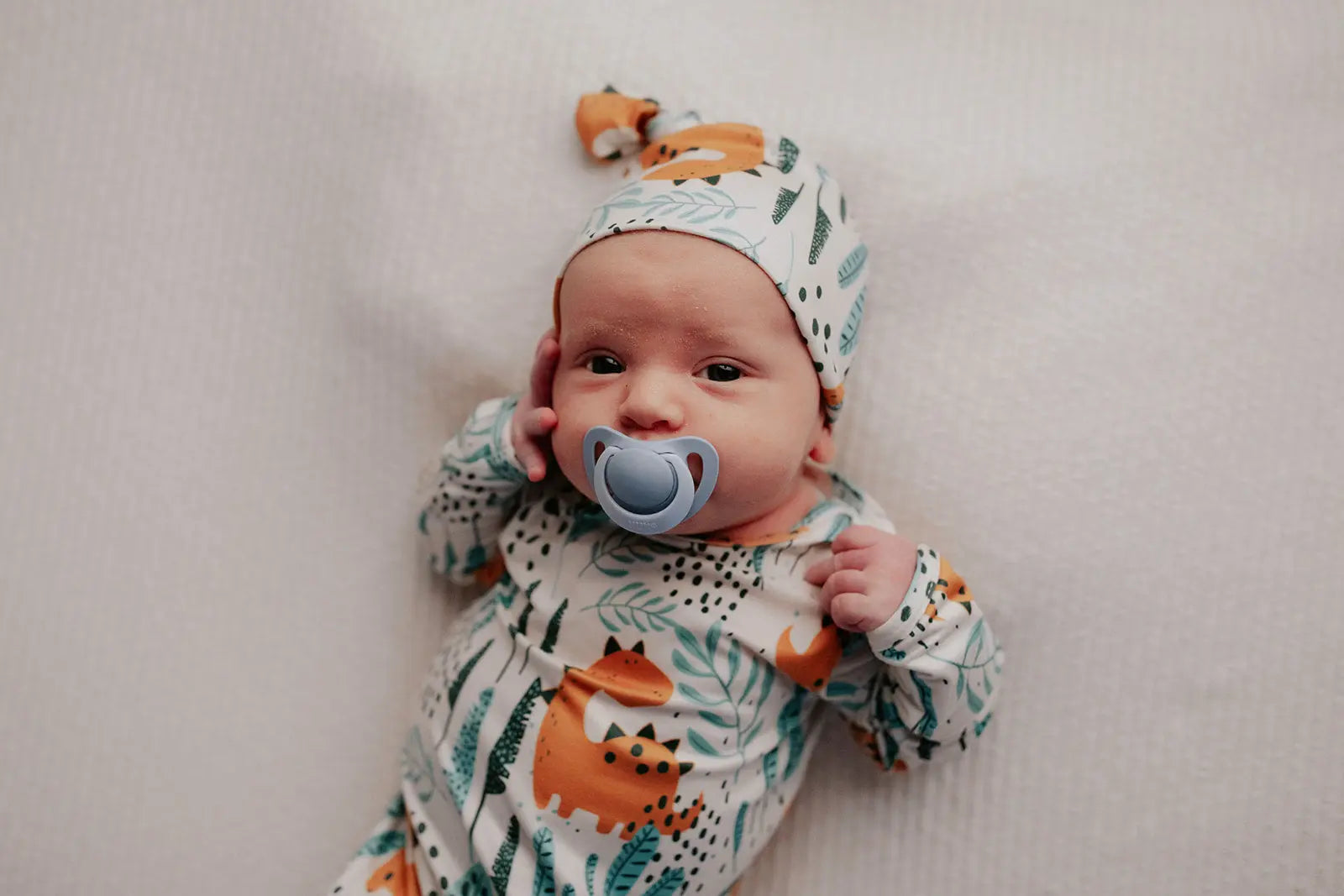 Dinosaur Themed Newborn Knotted Gown Three Little Tots