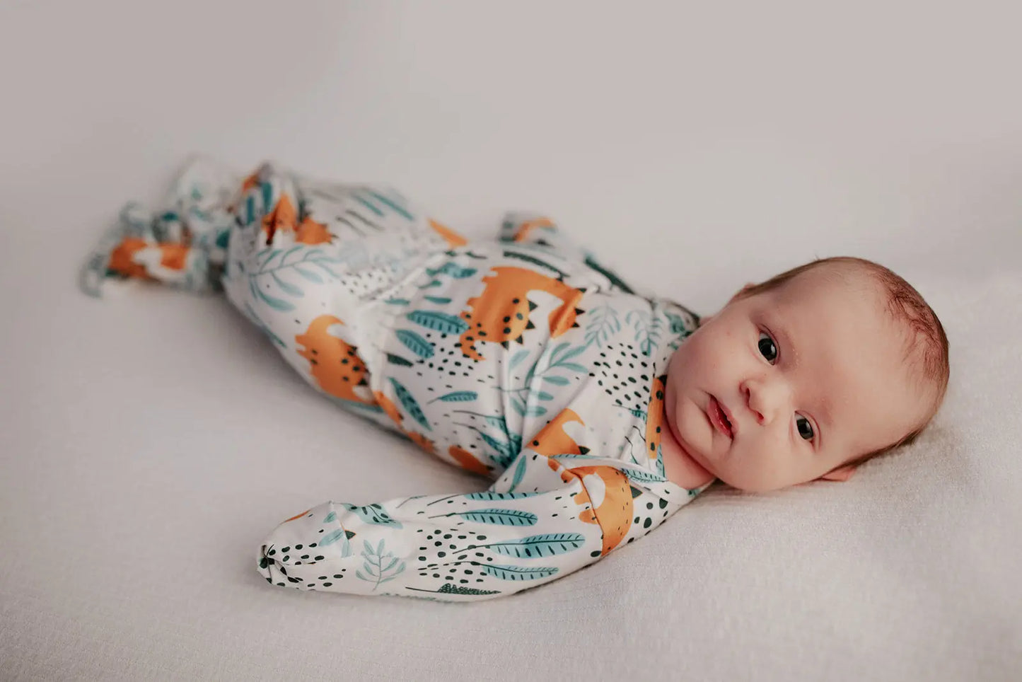 Dinosaur Themed Newborn Knotted Gown Three Little Tots