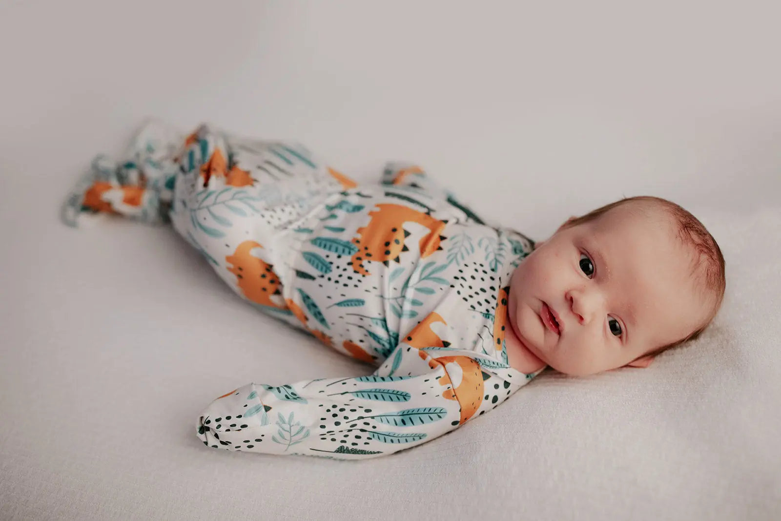 Dinosaur Themed Newborn Knotted Gown Three Little Tots