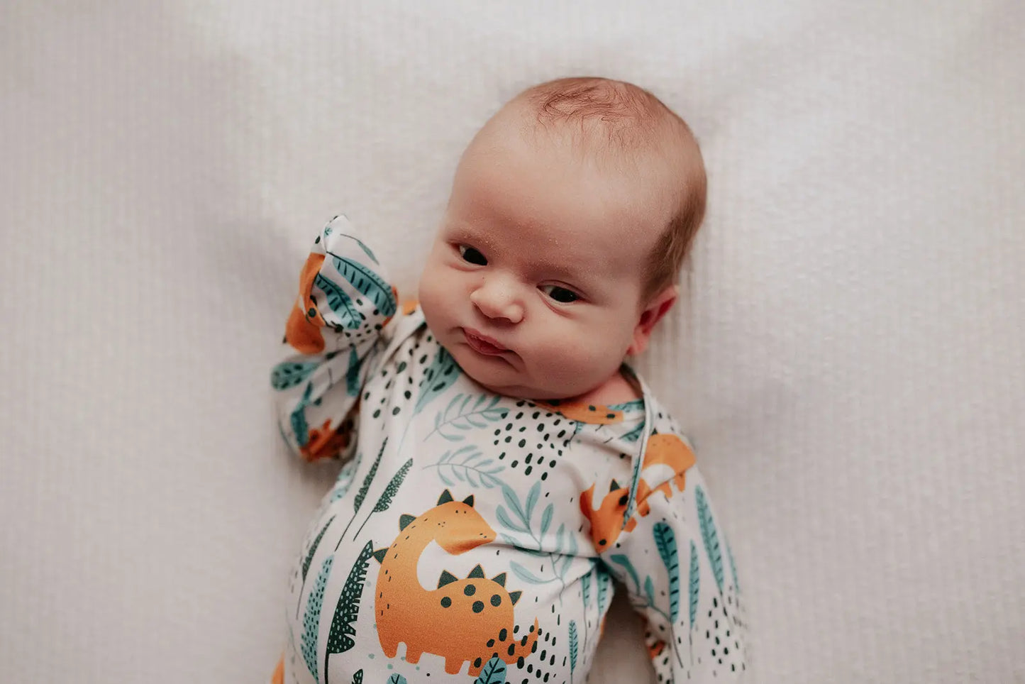 Dinosaur Themed Newborn Knotted Gown Three Little Tots