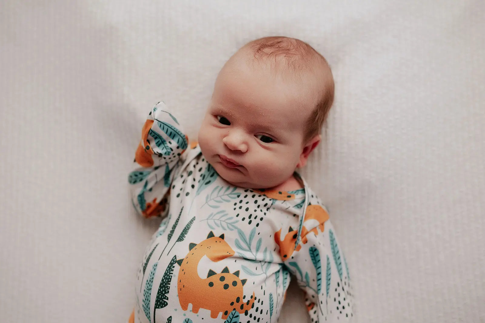 Dinosaur Themed Newborn Knotted Gown Three Little Tots