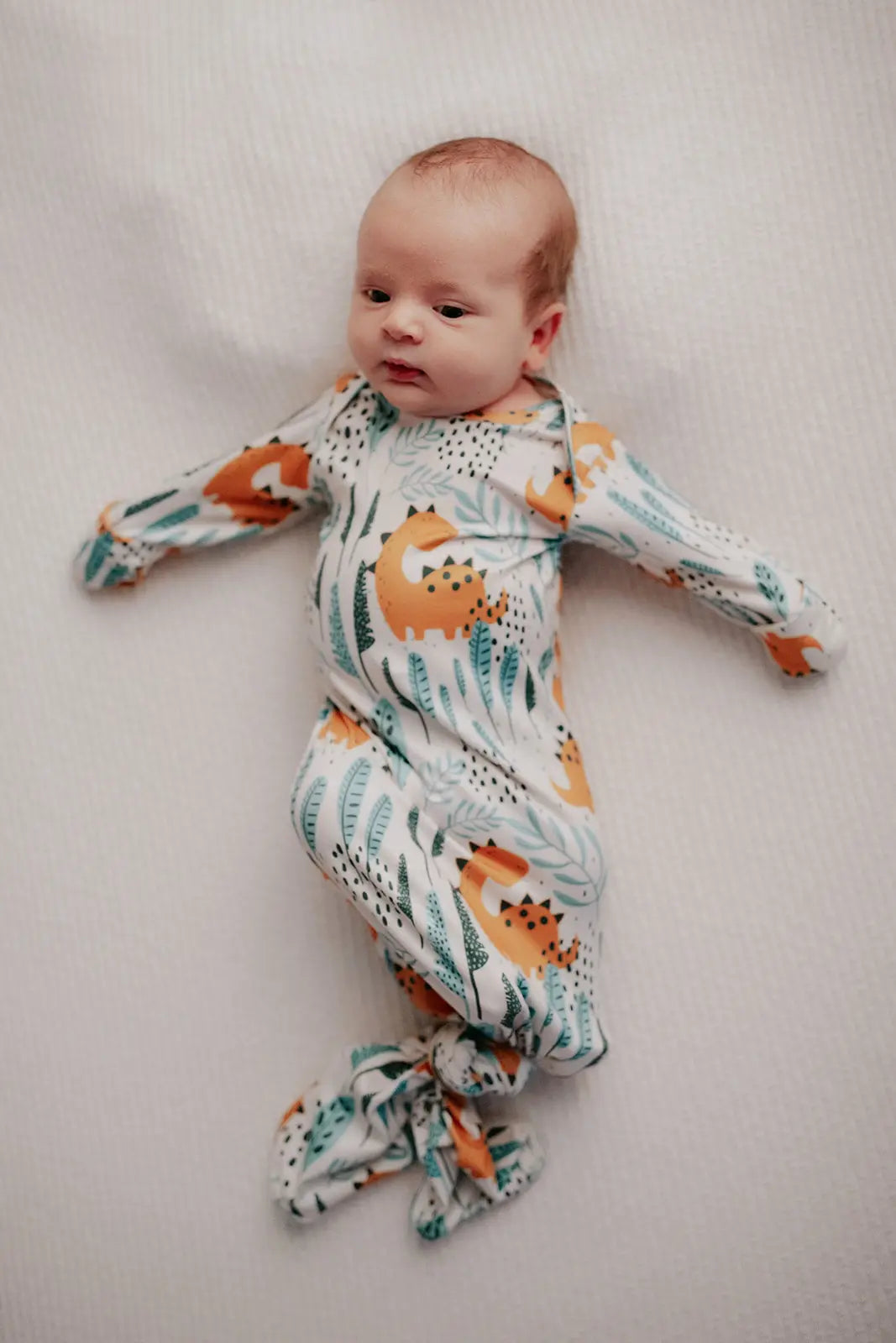Dinosaur Themed Newborn Knotted Gown Three Little Tots