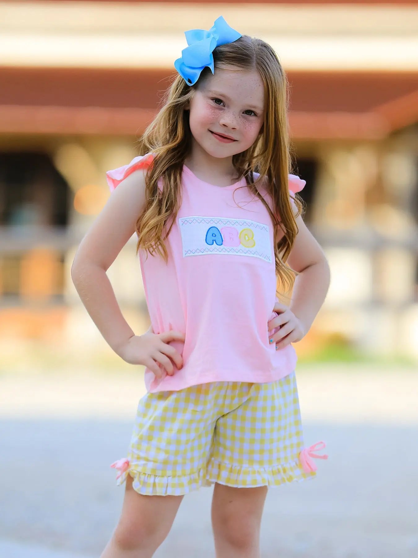 Back To School Girls "ABC" Embroidered Ruffle Set Rylee Faith Designs