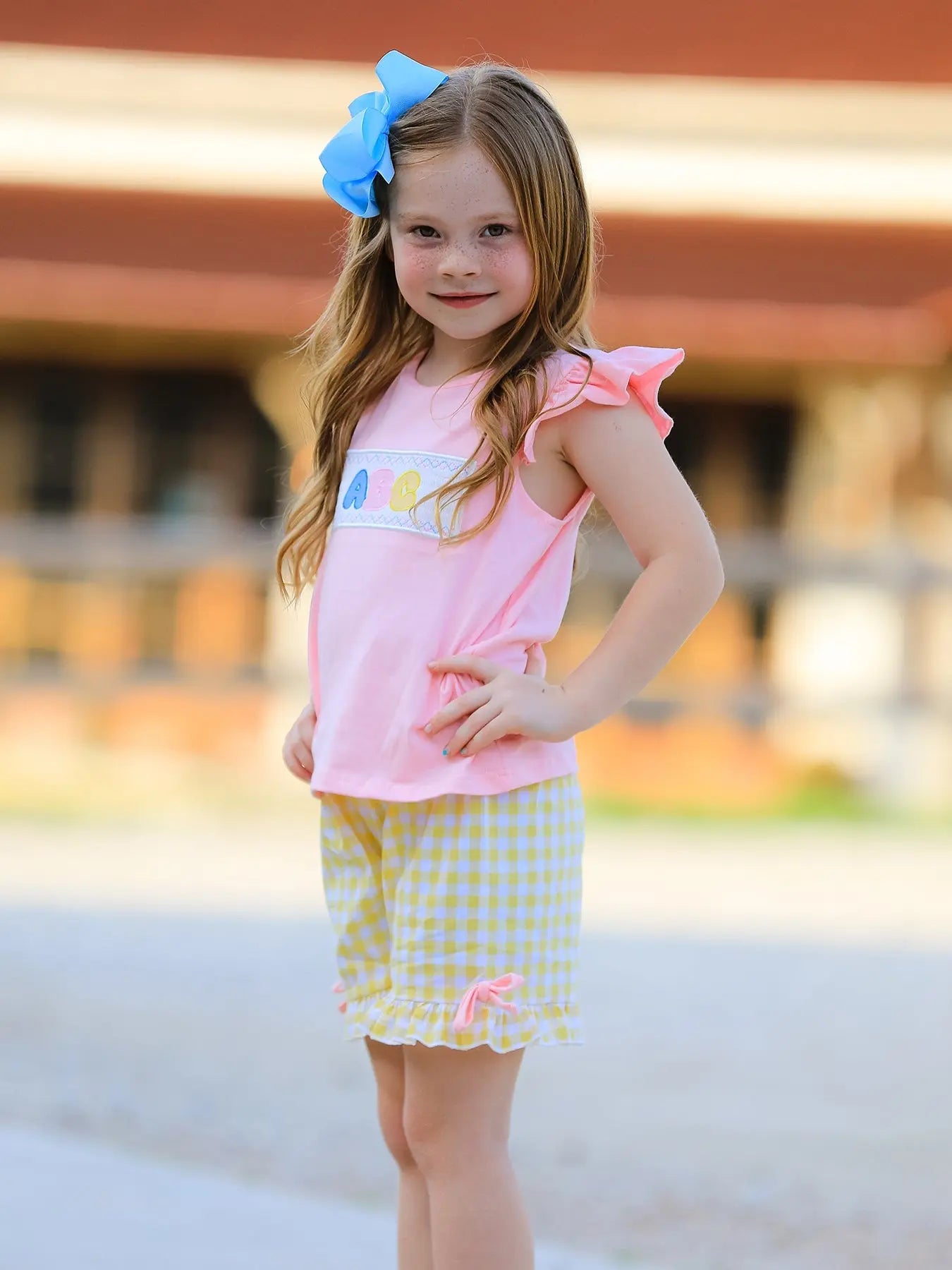 Back To School Girls "ABC" Embroidered Ruffle Set Rylee Faith Designs