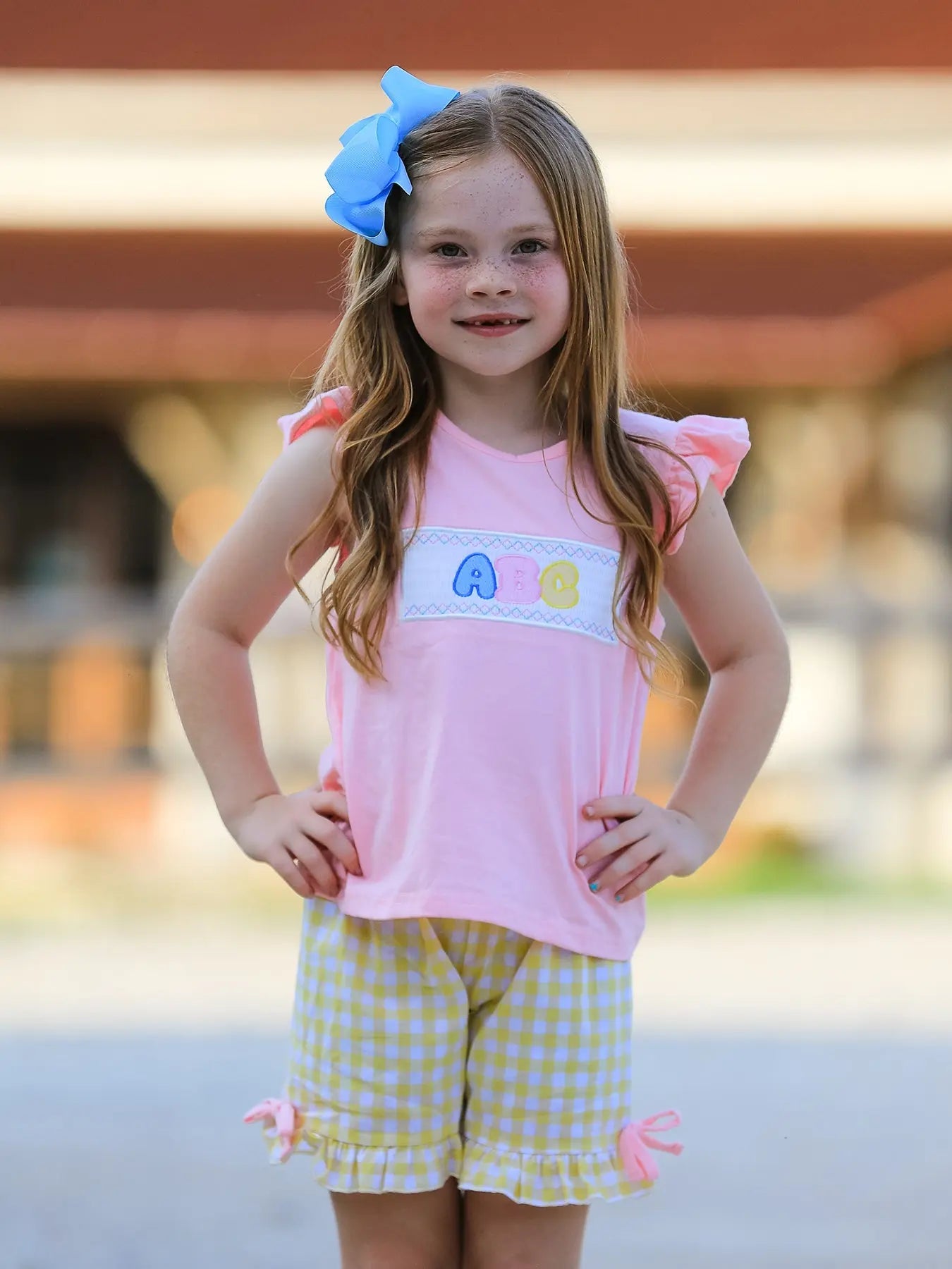 Back To School Girls "ABC" Embroidered Ruffle Set Rylee Faith Designs