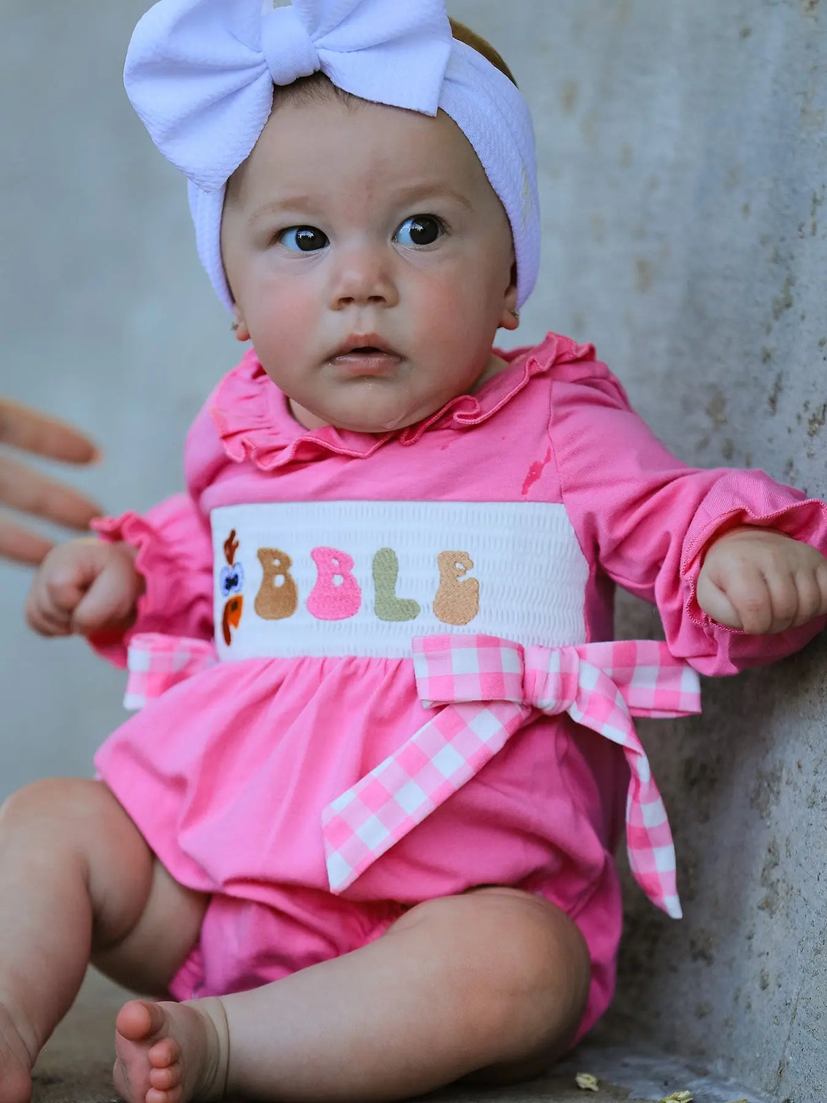 Fall Thanksgiving& Halloween "GOBBLE" Smock Embroidery Baby Girl Romper Rylee Faith Designs