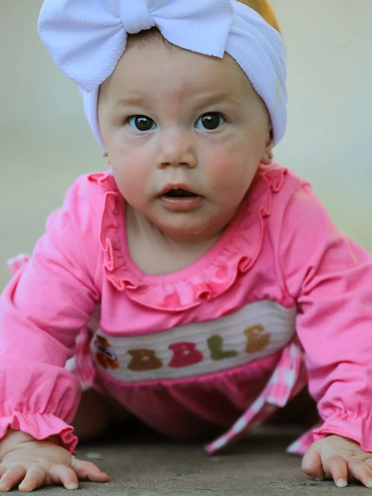 Fall Thanksgiving& Halloween "GOBBLE" Smock Embroidery Baby Girl Romper Rylee Faith Designs