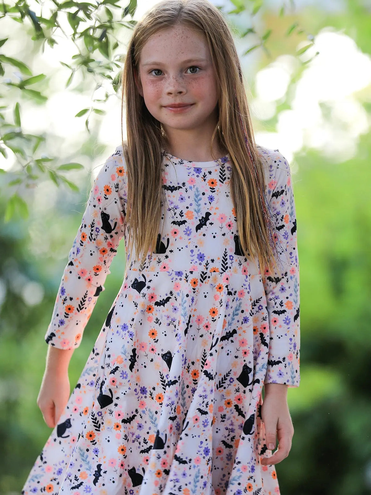Halloween Black Cat Girls Twirl Dress