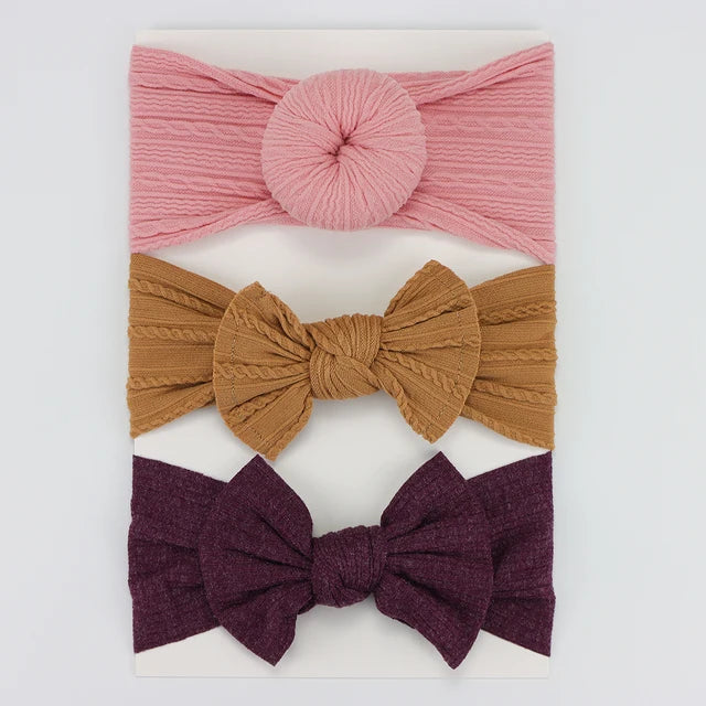 3Pcs/Lot Knit Baby Headband Bow Set