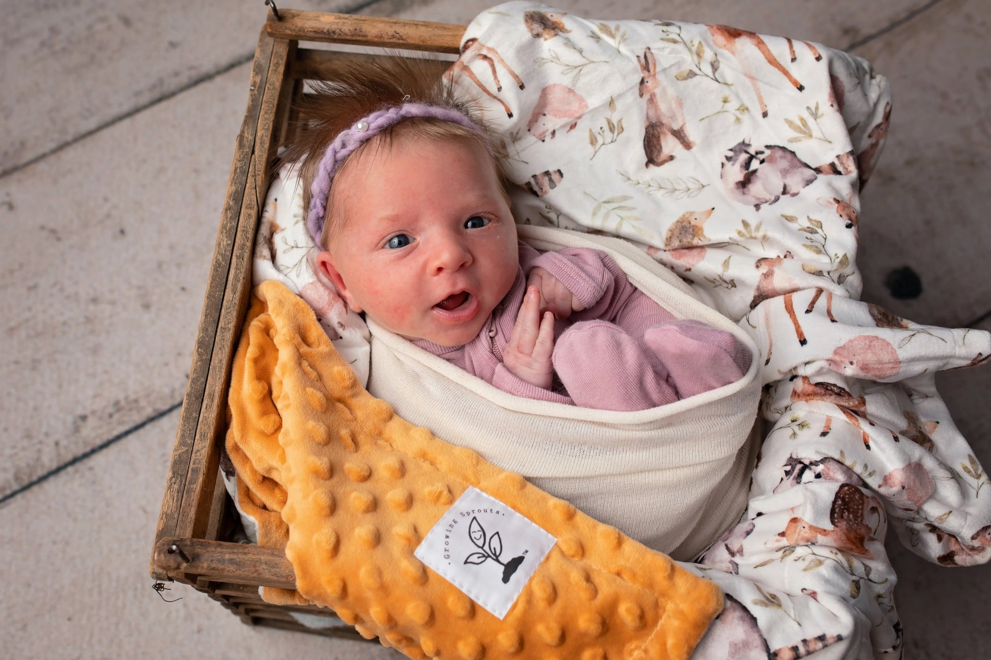 Forest Friends Minky Blanket Growing Sprouts