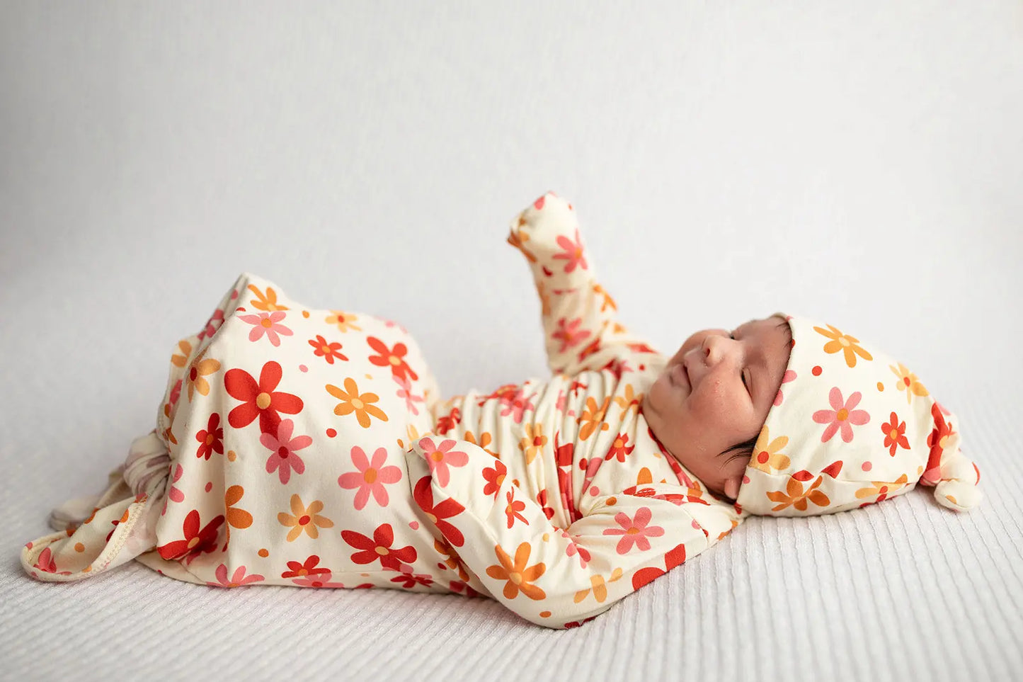 70s Groovy Flower Knotted Newborn Gown Three Little Tots