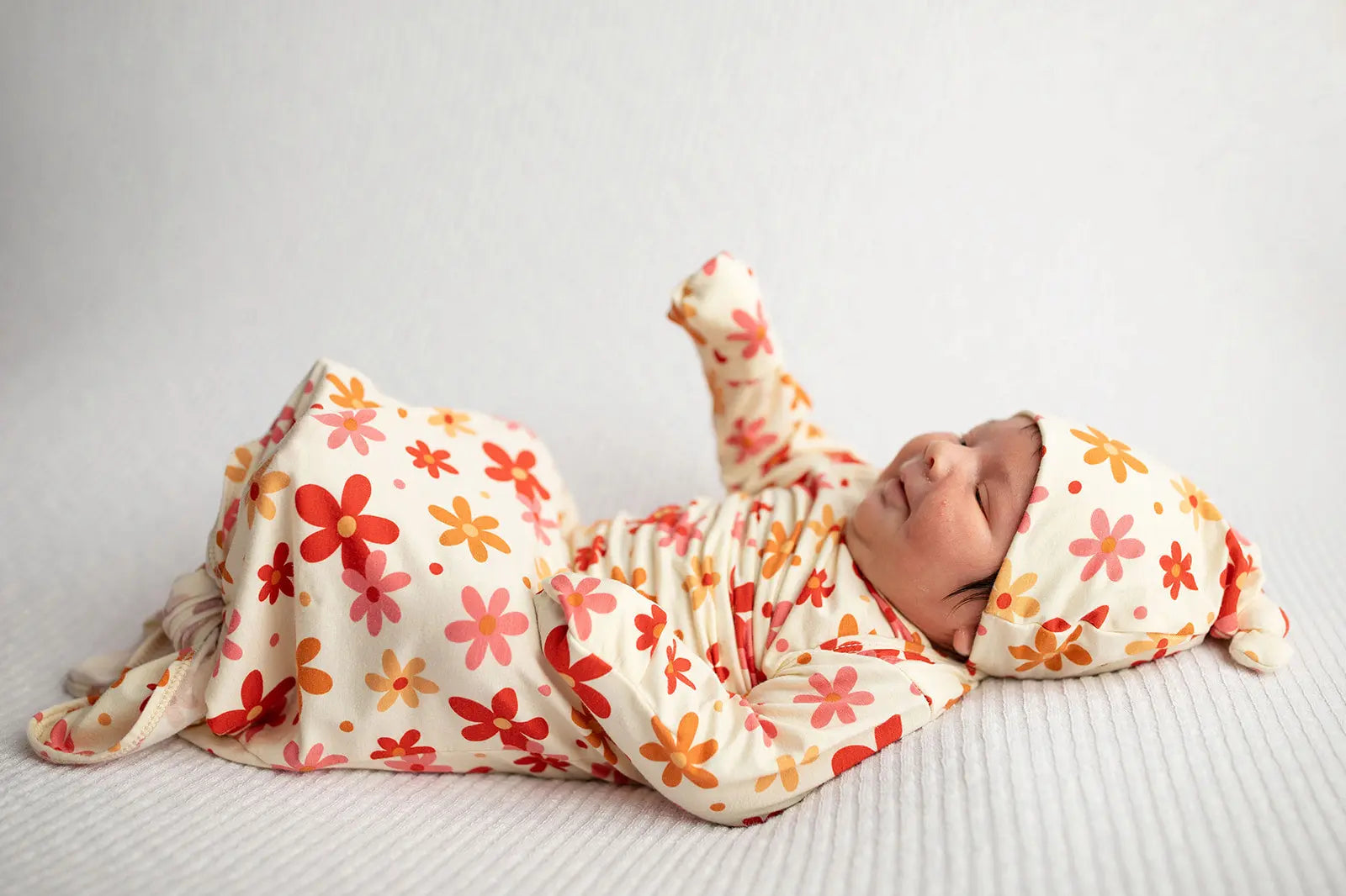 70s Groovy Flower Knotted Newborn Gown Three Little Tots