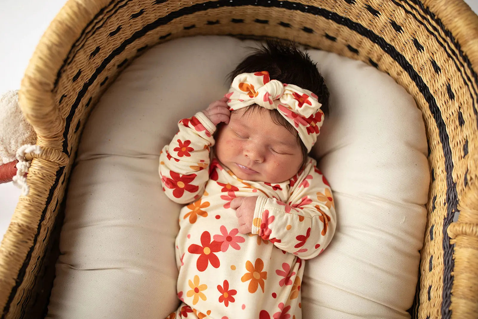 70s Groovy Flower Knotted Newborn Gown Three Little Tots