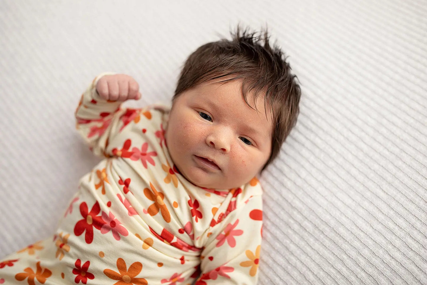 70s Groovy Flower Knotted Newborn Gown Three Little Tots