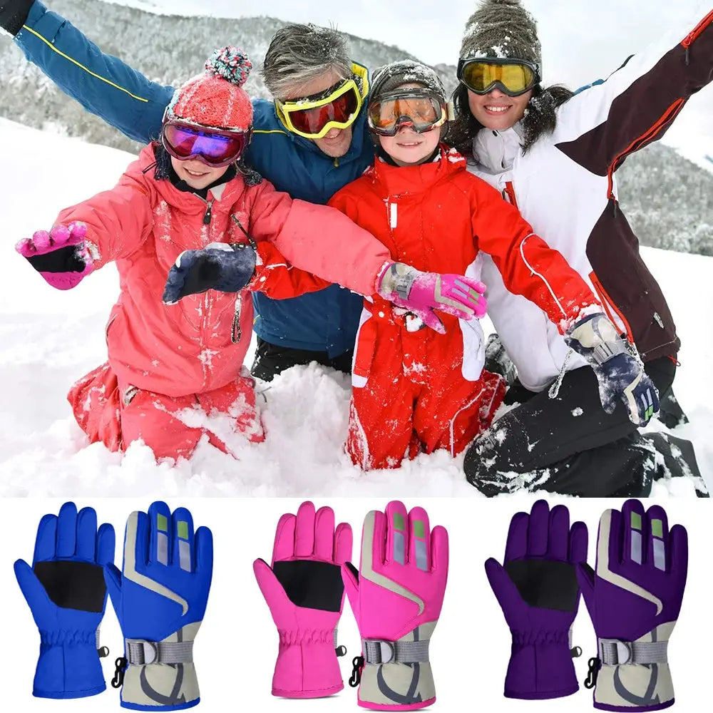 Thermal Ski Gloves Children Kids Winter Fleece Waterproof Warm Child Snowboard Snow Gloves 3 Fingers for Skiing Riding перч