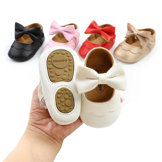 Baby Infant Girls Flat Shoes Bow Knot Solid First Walker Soft Sole Newborn Infant Toddler Girls Princess Shoes